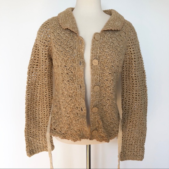 ANTHROPOLOGIE Moth Open Crochet Cardigan Sweater - Picture 2 of 7